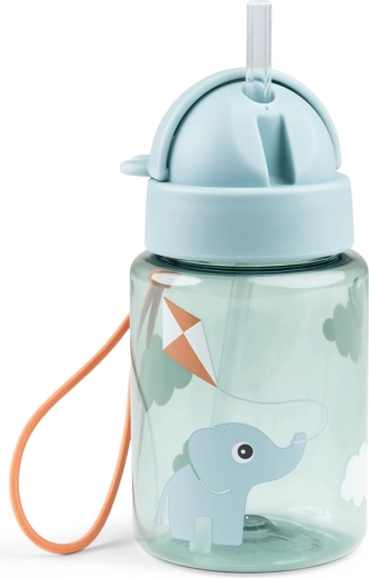 Straw bottle with spill-proof lid