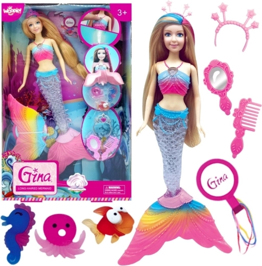WOOPIE Mermaid Gina with Rainbow Tail and Accessories