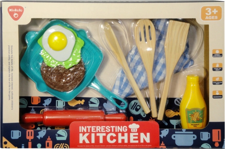 Kids' kitchen set with frying pan and accessories