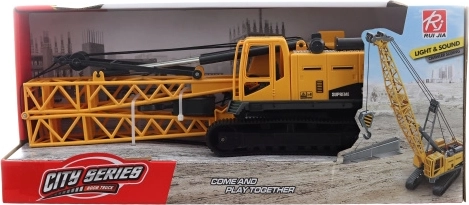 Children's battery-powered tracked crane truck with lights and sounds