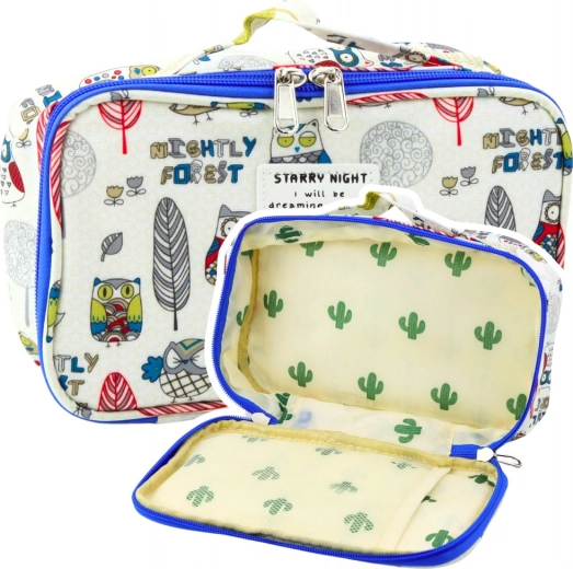 School pencil case with organizer White Owls