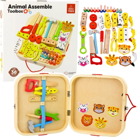 Wooden Set for Young Masters - Animals to Assemble in a Case