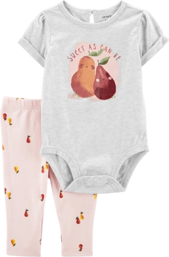 CARTER'S two-piece set: short-sleeve bodysuit and leggings Grey Pears for girls – NB