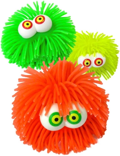 Soft rubber squeeze spiky ball with light and big eyes 8 cm - 1 piece