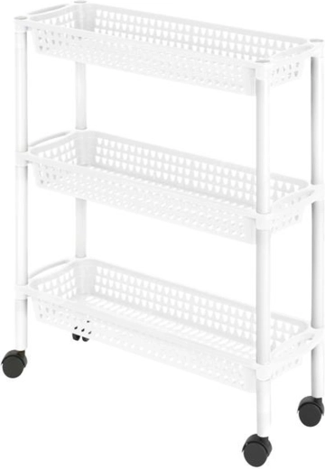 Heidrun пластов етажерка на колелца с 3 кошници 60 × 18 × 61 см (микс цветове)