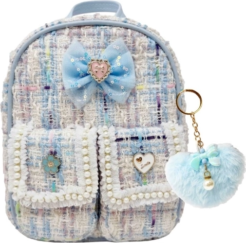 Hot Focus kids' backpack with pom-pom charm, blue