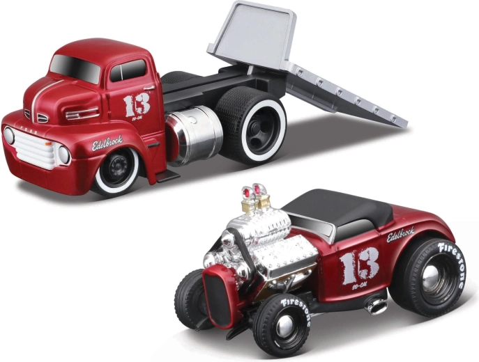 Maisto Muscle Transports 1950 Ford COE Flatbed with Ford Roadster 1:64