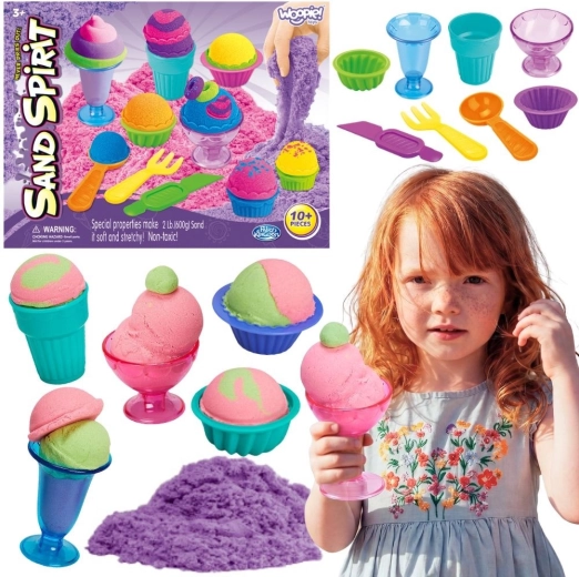 Woopie kinetic sand – ice cream shop set with accessories (10 pcs)