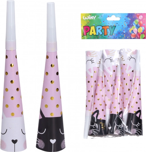 Party trumpets with cat motif 20 cm