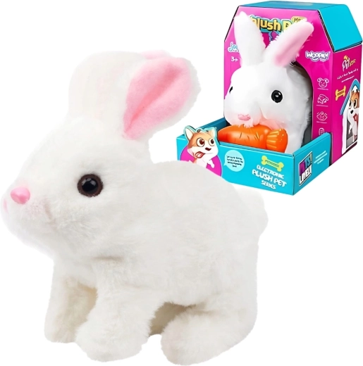 Woopie interactive white plush bunny with carrot