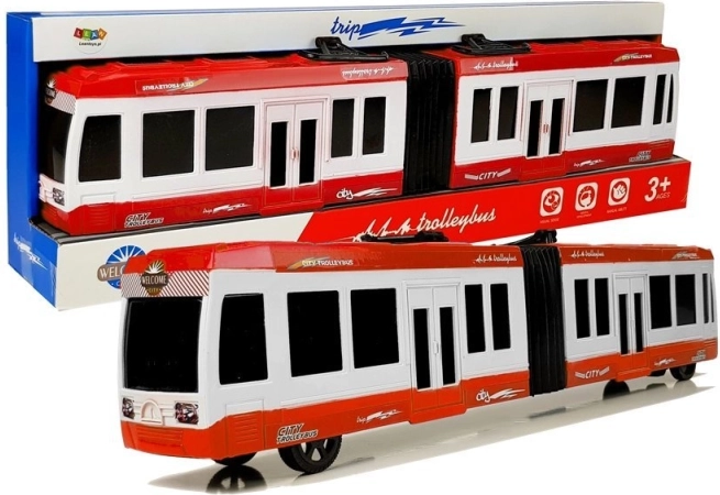 Articulated bus with flywheel red
