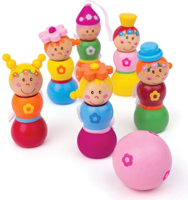 Bigjigs Toys дървени кегли с феи