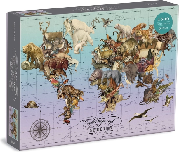 Galison Puzzle Map of Endangered Species 1500 Pieces