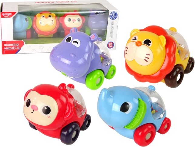 Set of Colorful Animal Cars with Beads