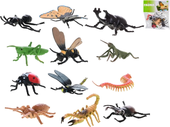 Комплект фигурки на насекоми 4–6 см, 12 бр. в плик
