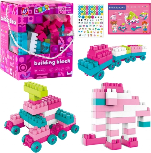 3D Building Blocks Pastel Pink – 150 Pieces