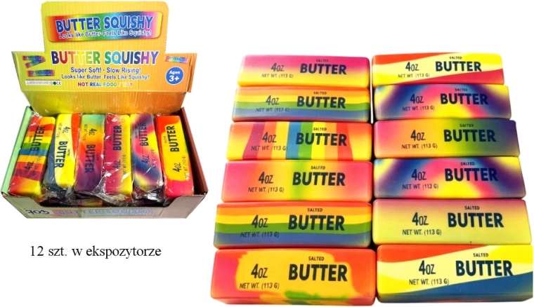 Rainbow anti-stress squishy slime in a butter shape