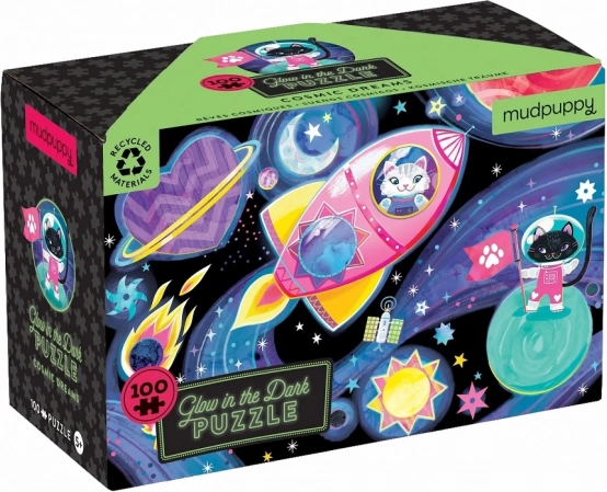 Mudpuppy Puzzle Cosmic Dreams Glowing in the Dark 100 Pieces
