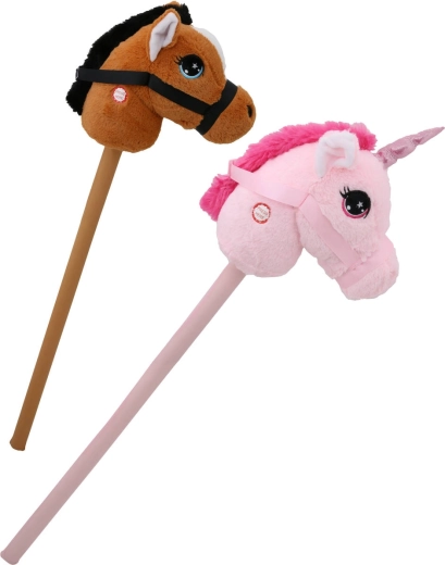 Плюшен hobby horse кон или еднорог със звуци на батерии - 1 брой