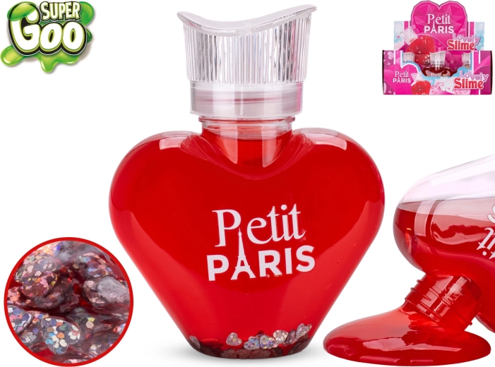 Super Goo slime Petit Paris with glitter in a heart-shaped bottle 300 g (12 pcs)