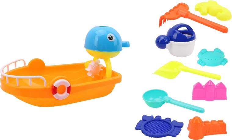 Sand Set with Boat 35 cm - 10 Pieces