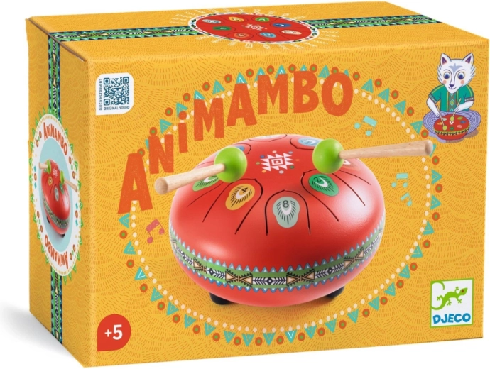 Djeco Animambo червен езиков барабан с ноти