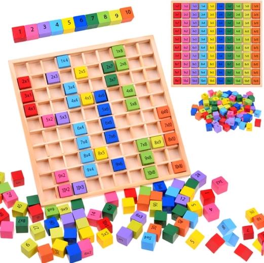 Wooden multiplication table – educational math puzzle