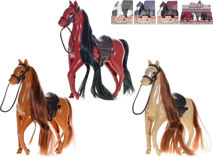 Plastic Horse Figurine 12 cm with Saddle and Brushable Mane