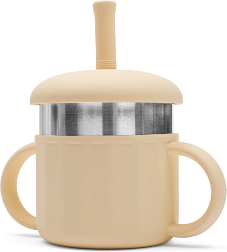 Silicone 2-in-1 Cup NEW BABY, beige