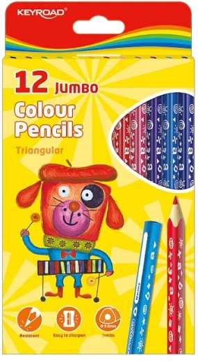 Пастели KEYROAD Jumbo триъгълни, 12 цвята