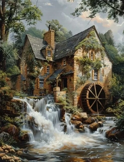 Диамантено рисуване Мелница 30 × 40 см