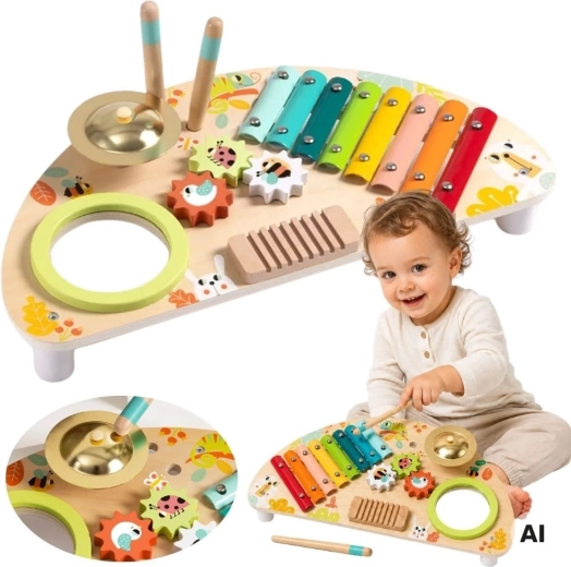 Tooky Toy многофункционален дървен музикален център за деца