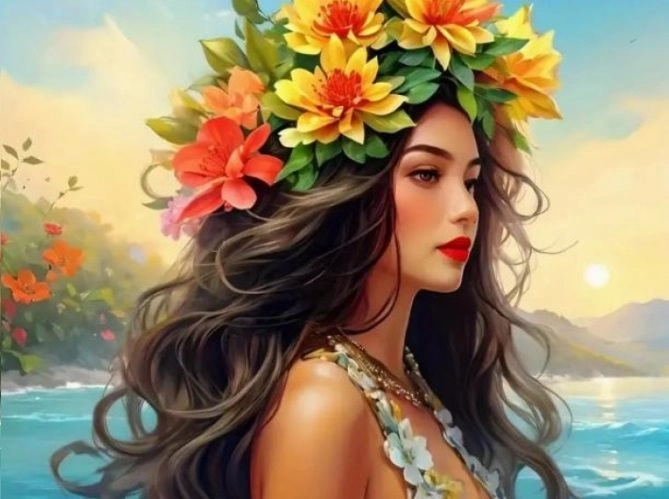 Диамантено рисуване – момиче край морето 30 × 40 см