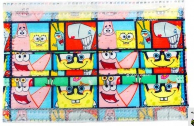 Disposable children's face mask with SpongeBob design
