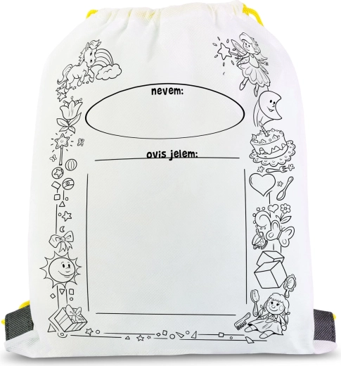 Coloring drawstring bag for indoor shoes with 4 markers