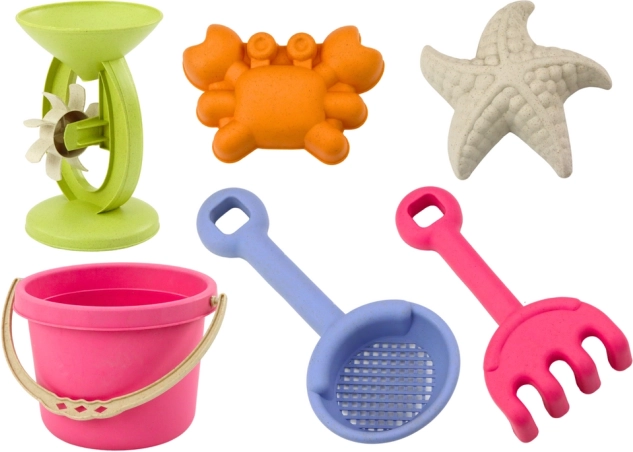 Pastel sand toy set with bucket, water/sand mill, sieve and molds