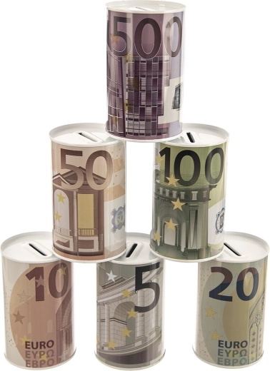 Метална касичка Euro 8 × 8 × 13 см (асортимент 6 варианта)