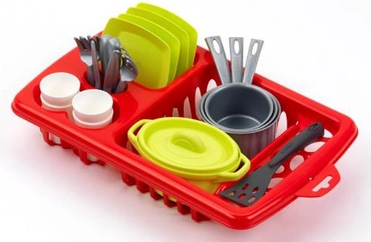Large Dish Rack with Dishware