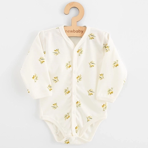 Baby full-snap bodysuit from organic cotton NEW BABY Olives, long sleeve, size 68