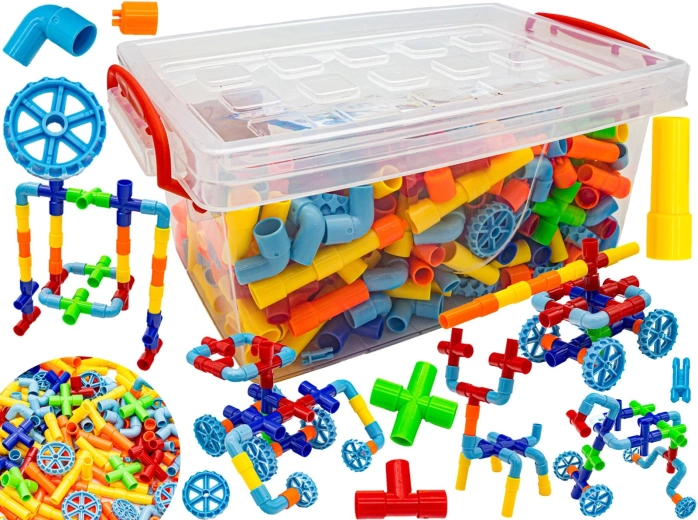Construction set: colorful pipes (approx. 340 pieces)
