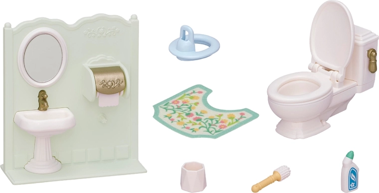 Rich accessories including a child toilet seat and bath mat
