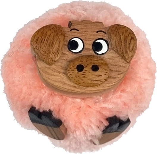 Wooden magnet with pompom – pig