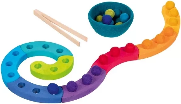 Sorting felt balls – spiral made of maple wood
