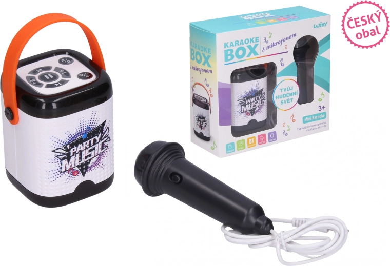 Karaoke box with microphone