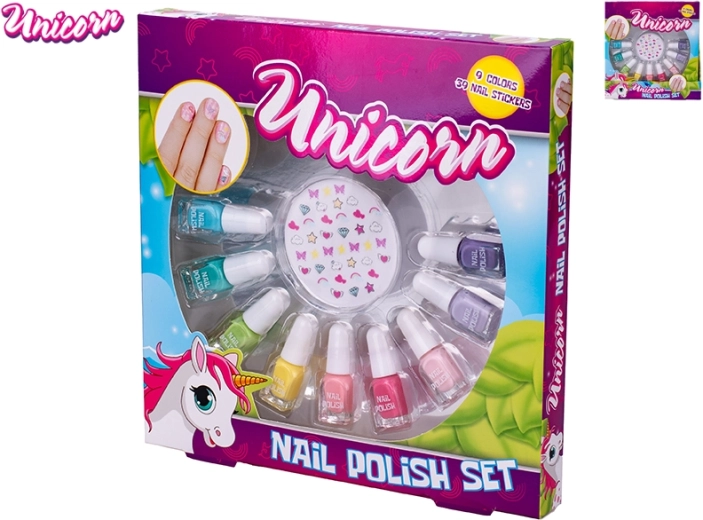Детски комплект лакове за нокти Unicorn със стикери