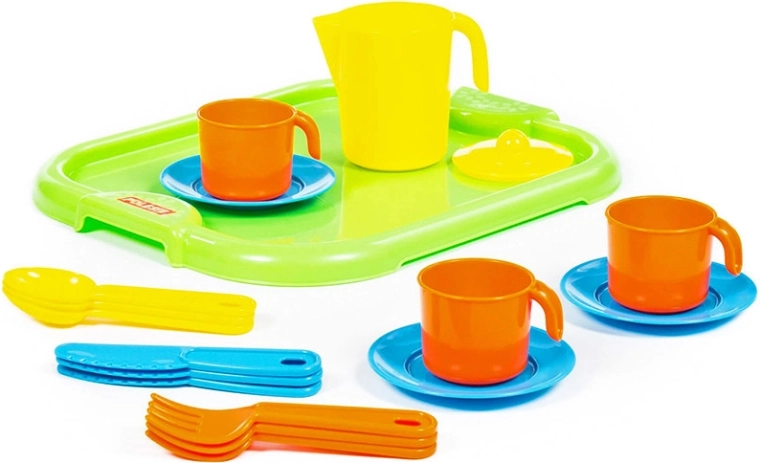 Tea set for three with tray