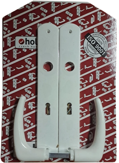 Classic door handle with XXL backplate, white, for warded (BB) lock 90 mm