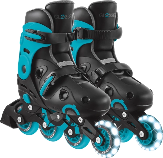 Globber Go Skates Lights kids' inline skates with light-up front wheel black-blue 34–37