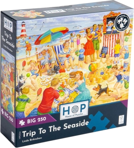 Colourful seaside trip scene