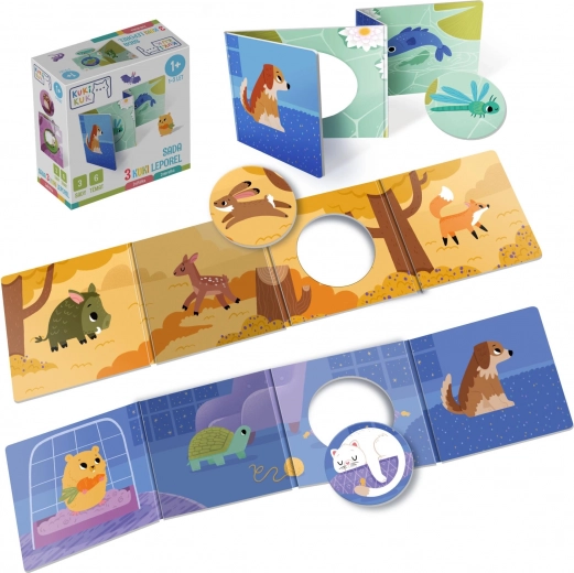 Set of 3 Interactive Accordion Board Books: Little Animals KukiKuk